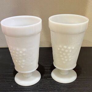 Vintage Anchor Hocking White Milk Glass Goblets